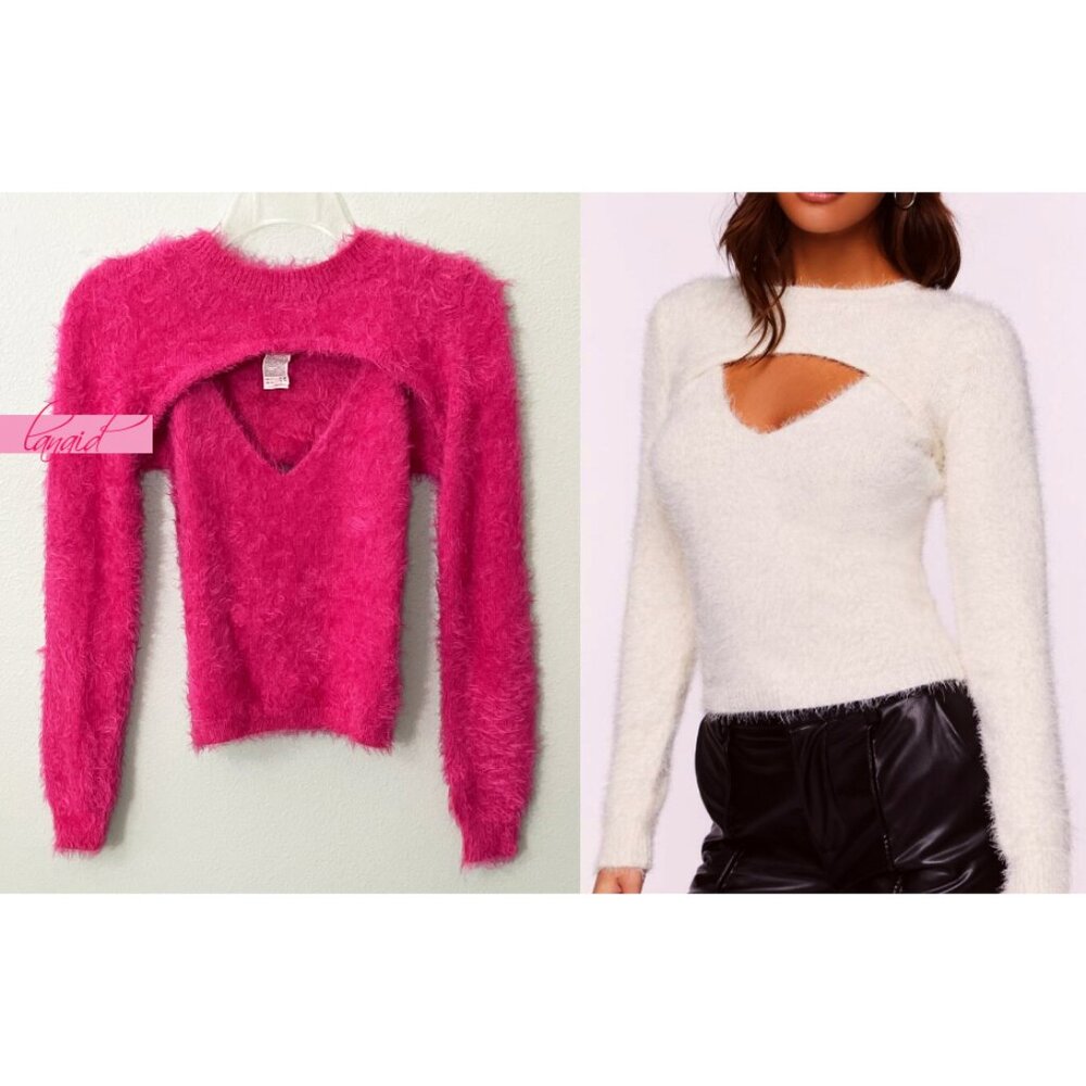 F21 Fuzzy Cami & Bolero Set Fuchsia Hot Pink Two-Piece Teddy Fleece Shrug Tank S